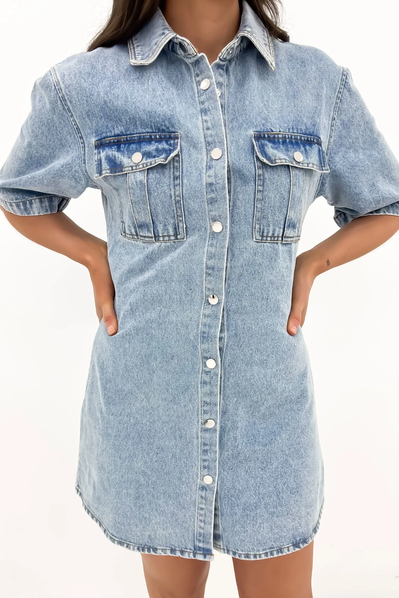 Emerson Denim Mini Dress Light Blue Chill Vibes