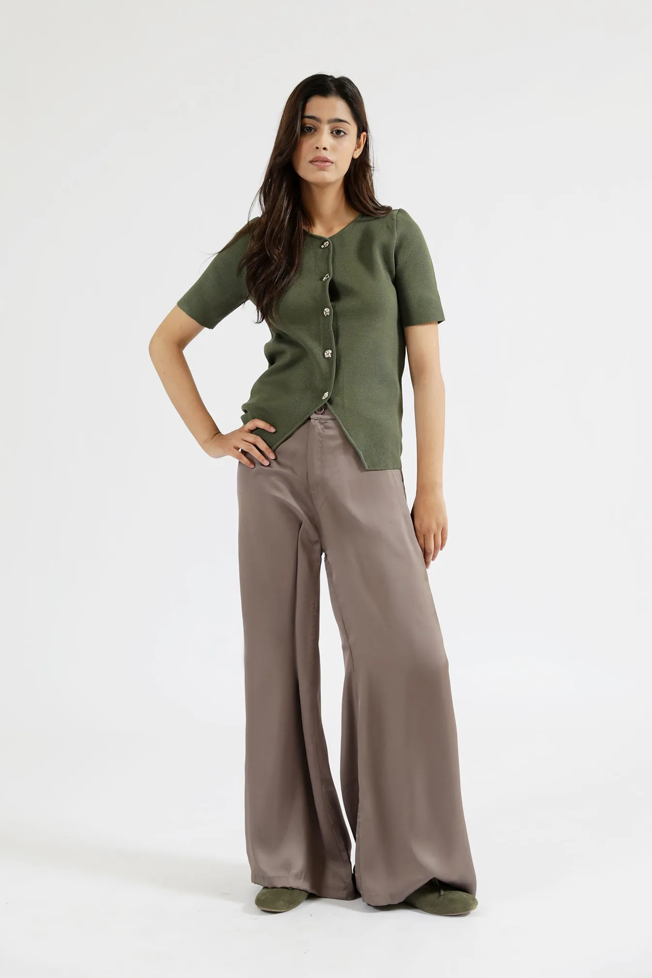 HALF SLEEVE KNITTED TOP Seasonless Style Odor Resistant Treatment