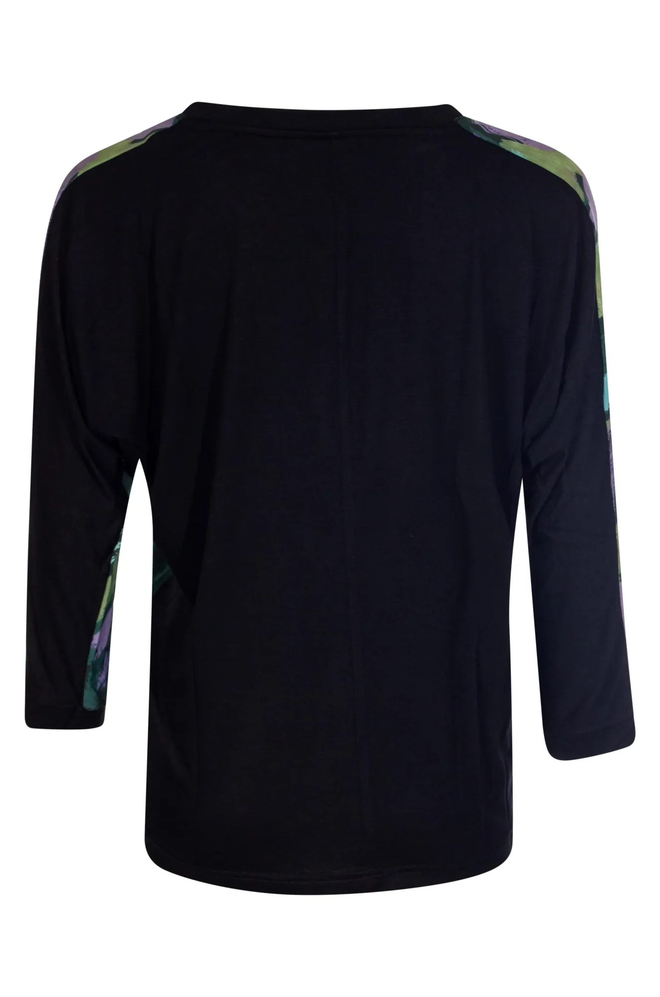 3/4 sleeve Digital Print Top | Lilac Green Brushstroke | 3593BR Energy Ease SheerLayeredPanels