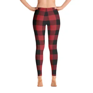 Outdoor Lover Thermal Warm Lightweight Material Unisex Style Lumberjack Red Women's All-Over Leggings by ReadyGOLF