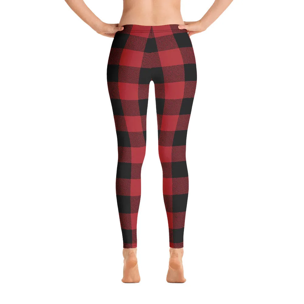 Smart Stretch Fit Wide waistband Lumberjack Red Women's All-Over Leggings by ReadyGOLF