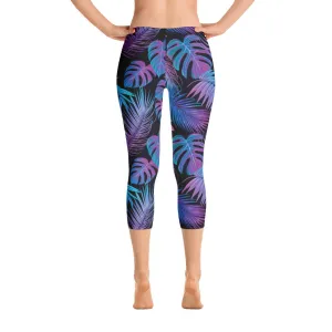 Simple Line Body Shaping Postpartum Fit Electric Jungle Women's Capri Leggings by ReadyGOLF