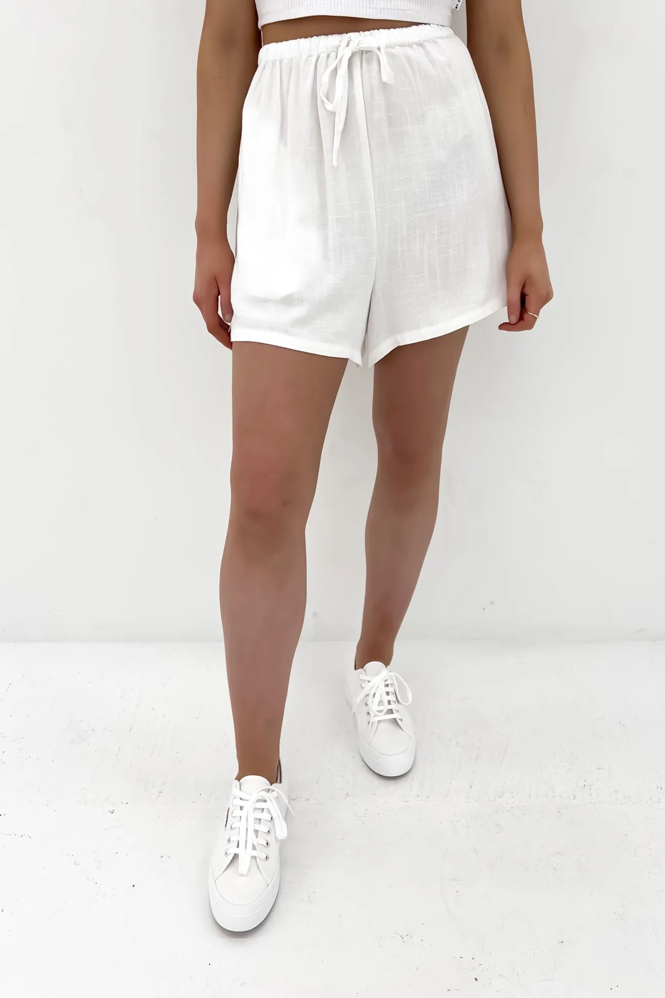Luxe Linen Mini Short White Travel Friendly Easy Breezy