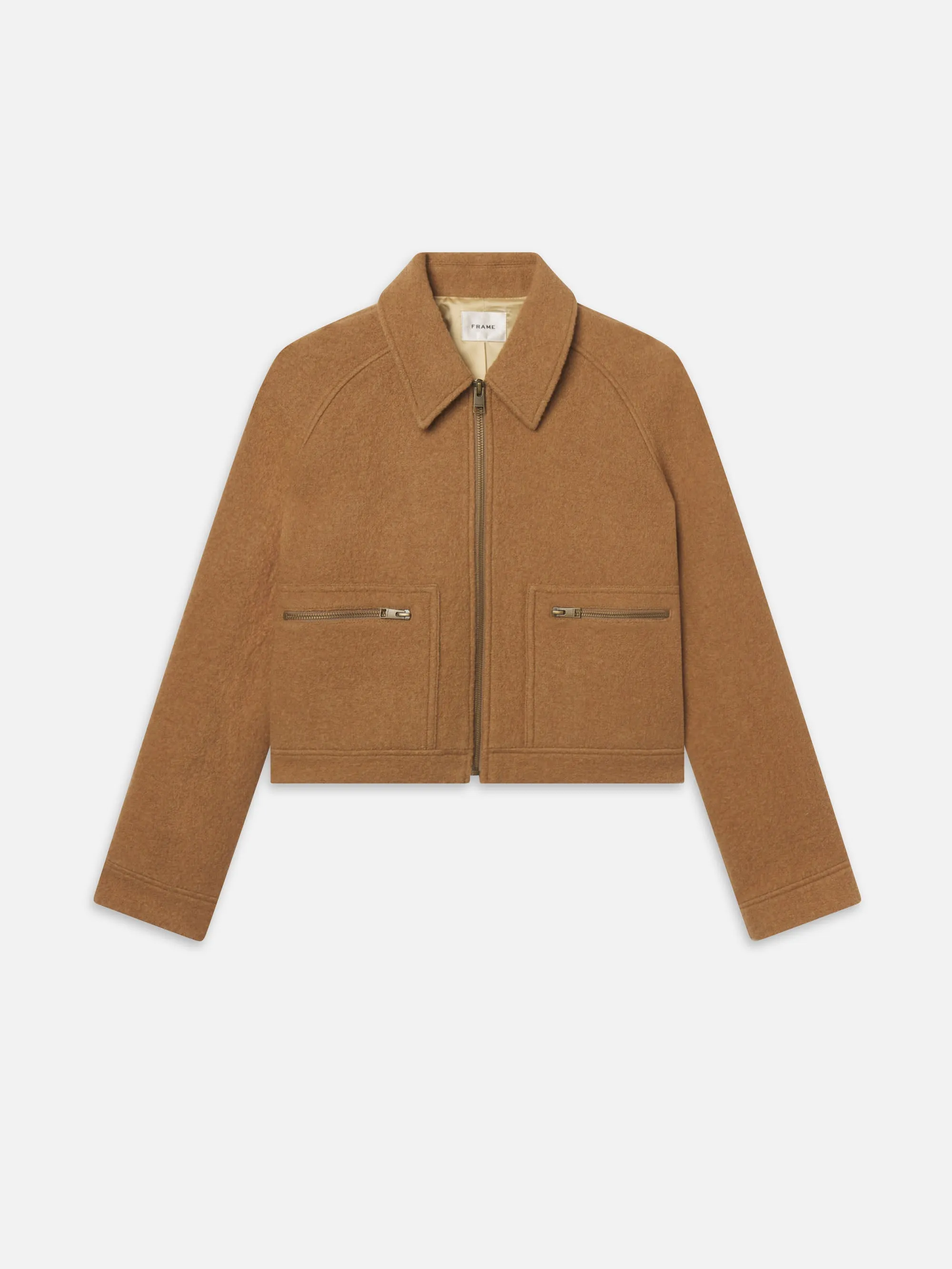 Commuter Friendly Look The Raglan Zip Front Jacket -- Camel