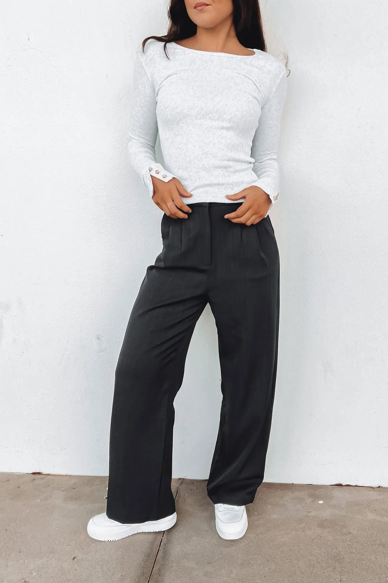 Jordyn Rib Long Sleeve Snow Marle french chic Glow Core