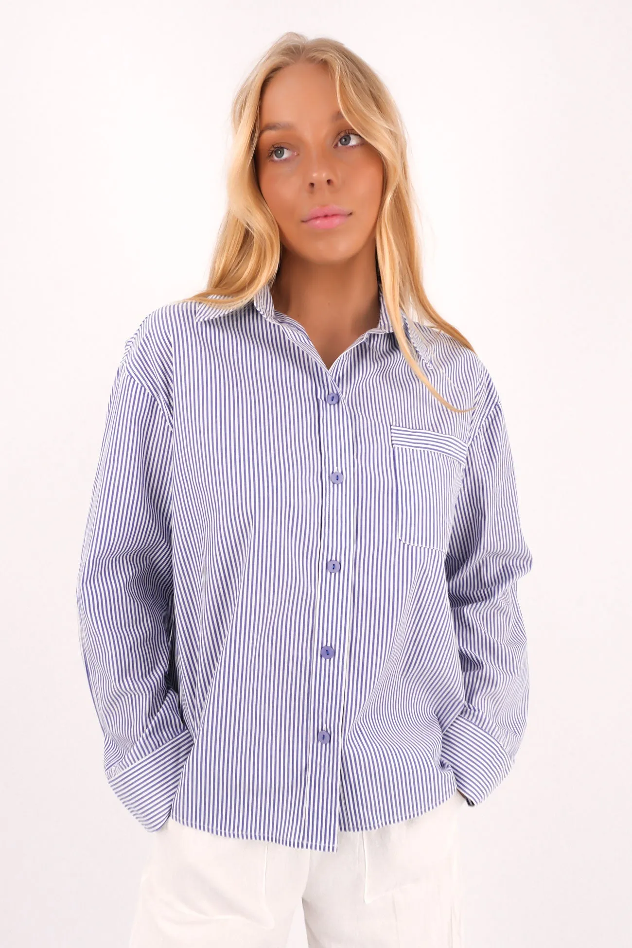Lydia Shirt Blue Stripe Everyday Comfort Outdoor Light