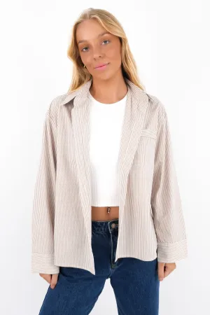 Cashmere combination Lydia Shirt Mocha Stripe
