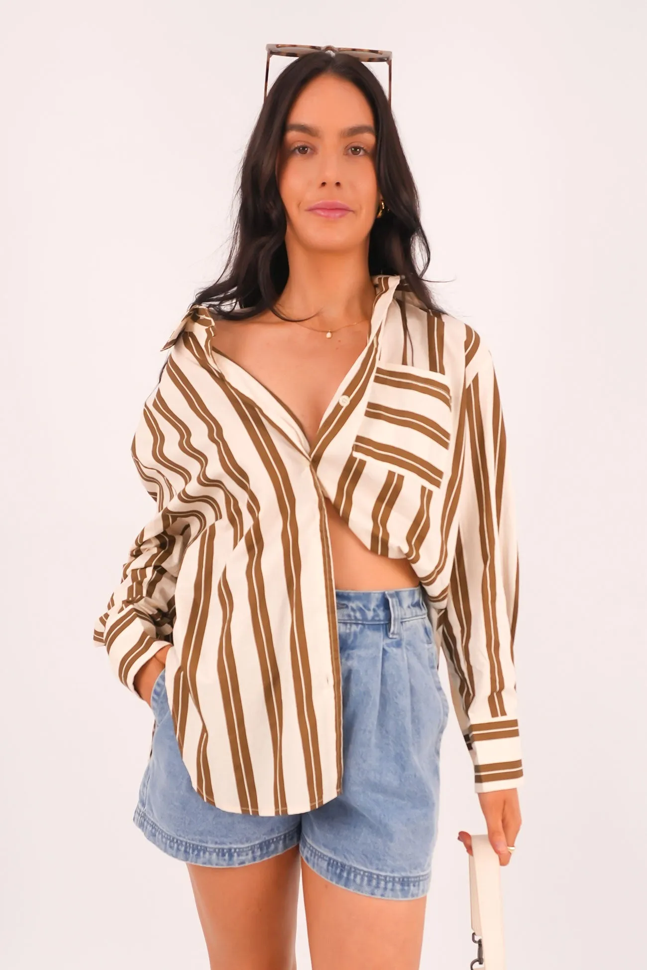 Lynton Shirt Cream Brown Comfy Look Wear Colorfast Dye