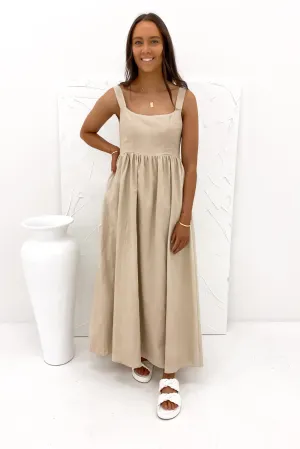QuickReleaseClasp Chic Tailoring Design Mabel Maxi Dress Beige