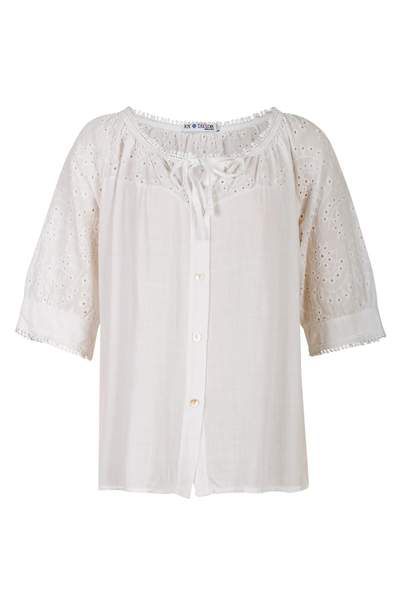 Work Wear WearResistantHem Made in Italy Broderie Anglaise Top | WHITE | 0307A1