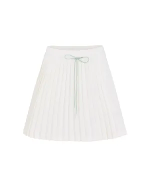 Natural Look Magic Rib String Pleated Skirt -Ivory