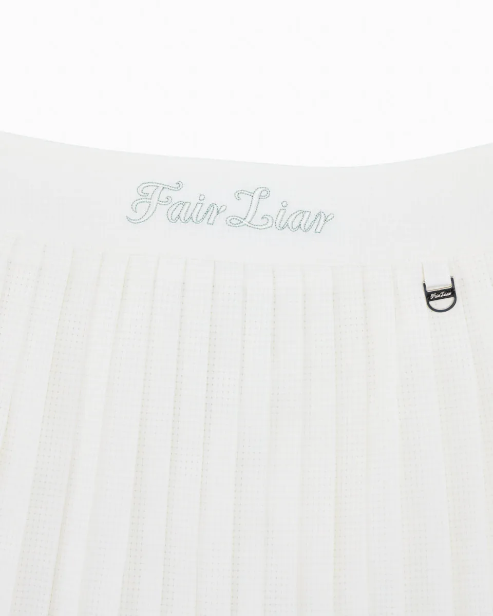 Romantic Vibe Magic Rib String Pleated Skirt -Ivory