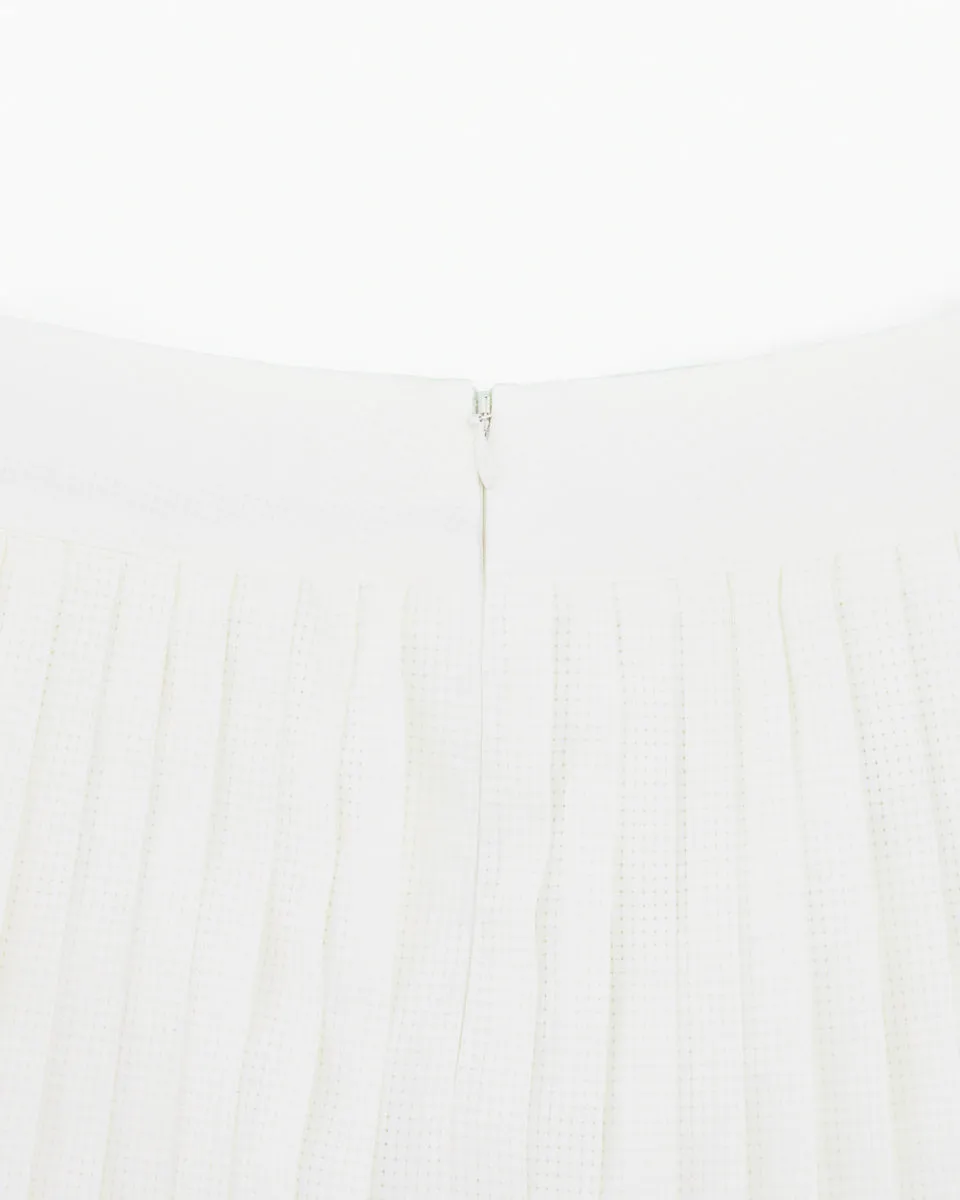 Magic Rib String Pleated Skirt -Ivory Easy Combo Weekend Ready