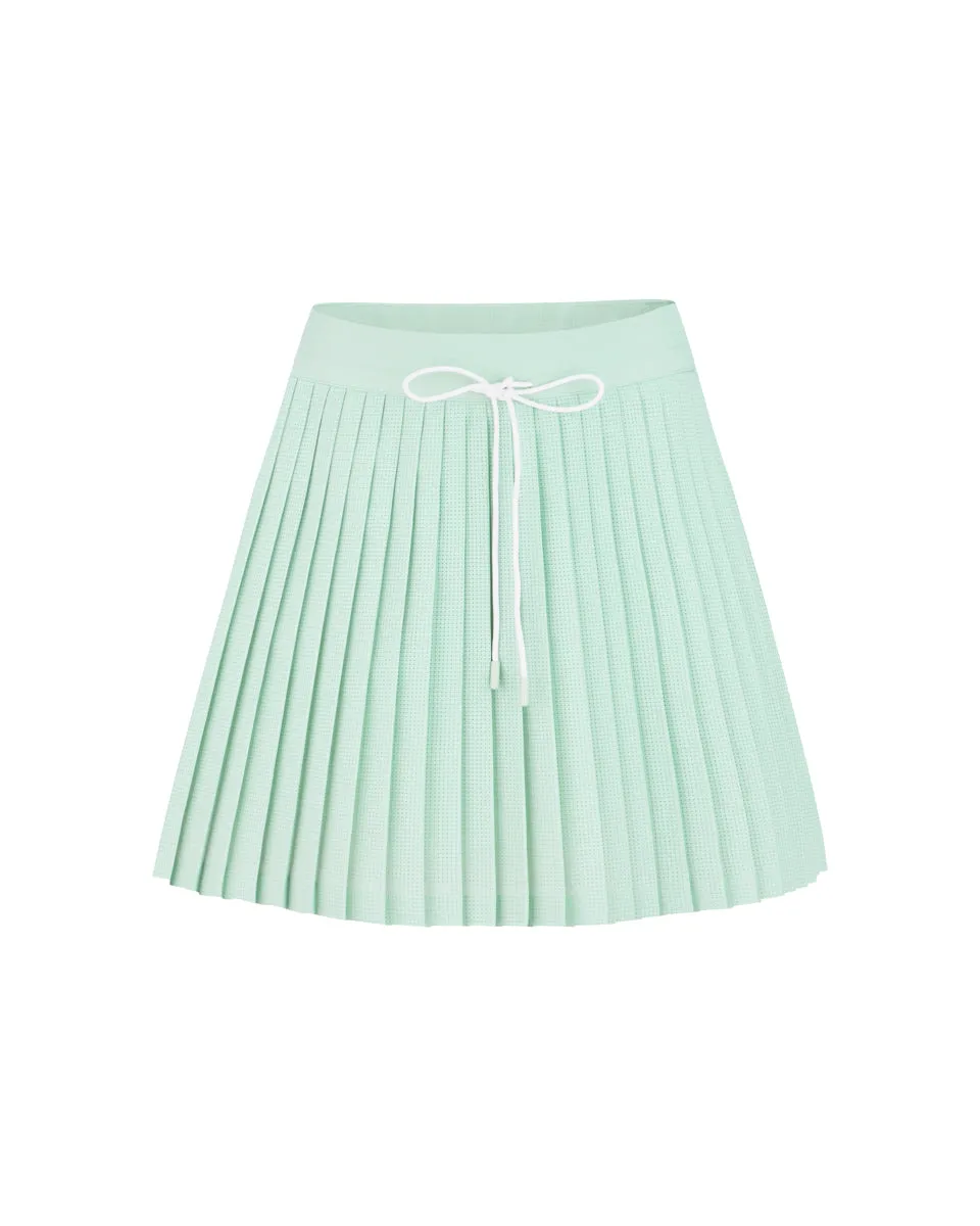 Pleated design Magic Rib String Pleated Skirt - Mint