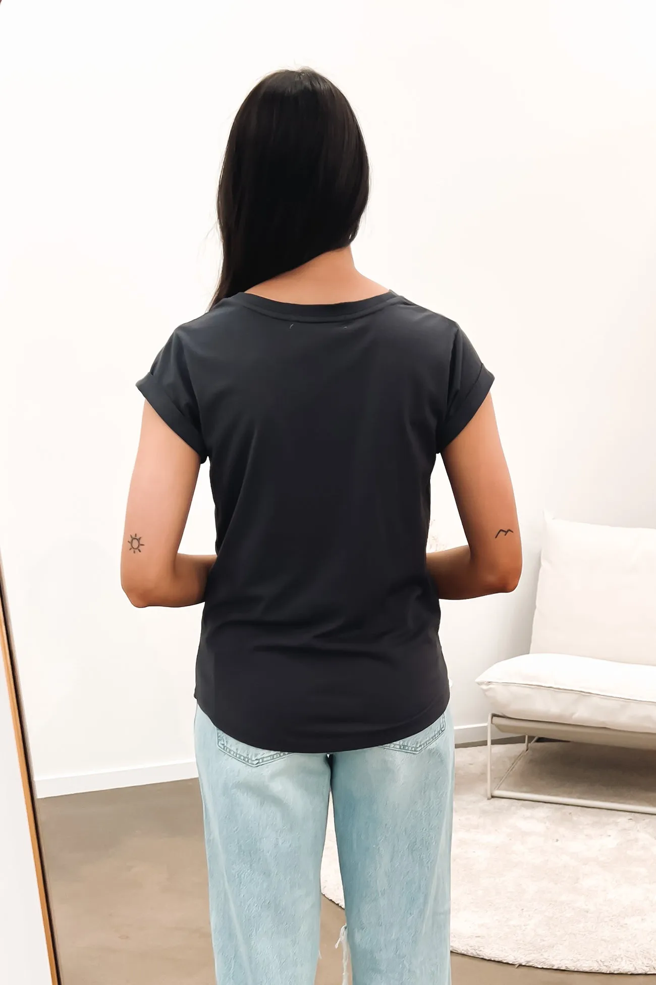 Manly Tee Coal TearResistant Fabric Comfy Essentials Wear