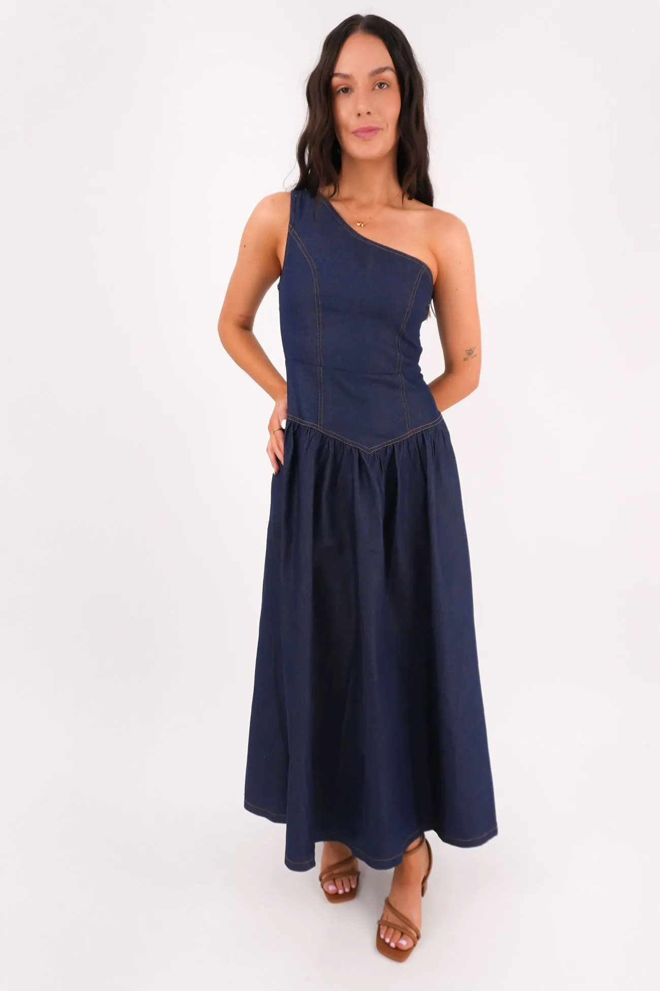 Mario Denim Midi Dress Dark Blue Fresh Style