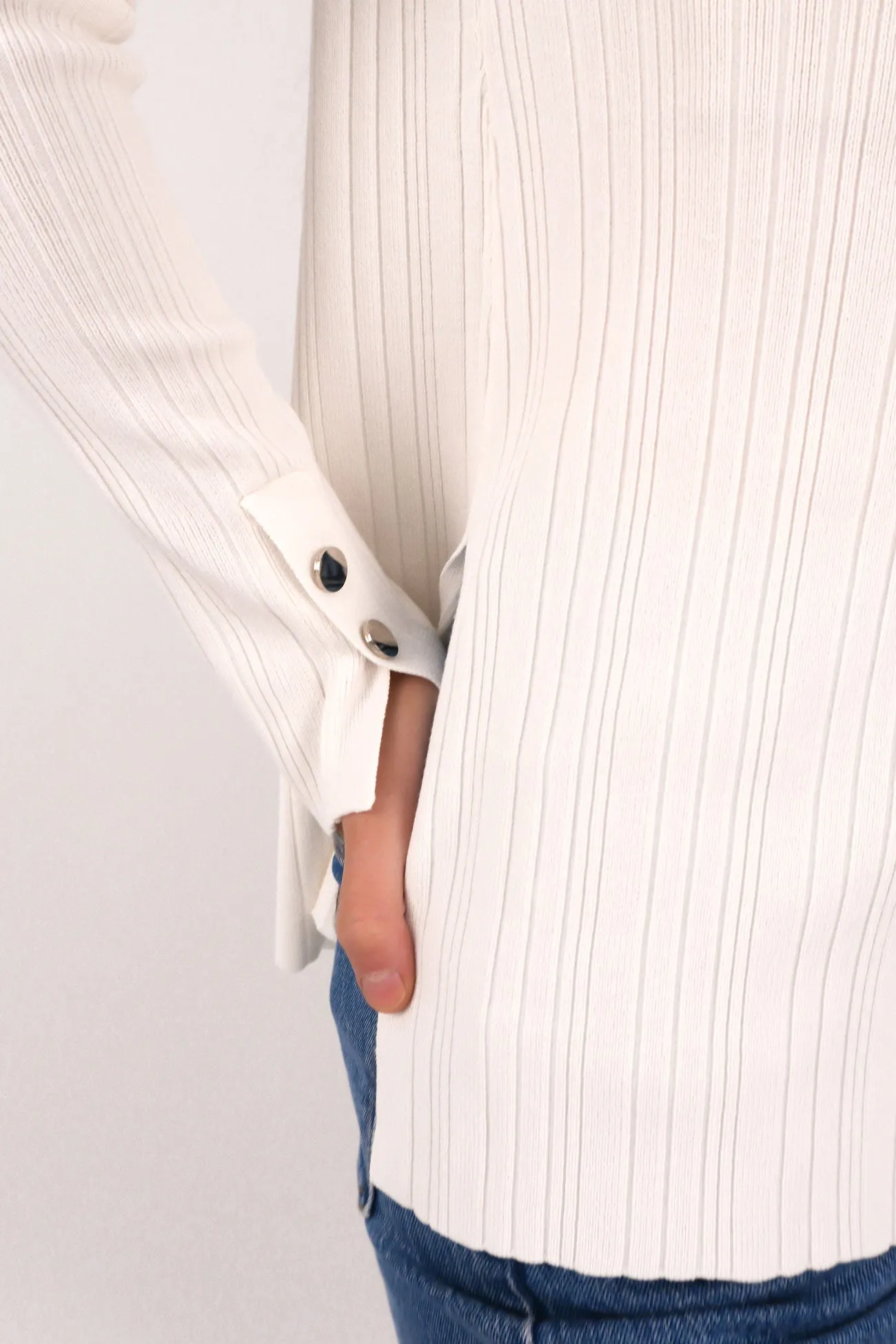 NonRestrictive Design Marsha Rib Long Sleeve Top White