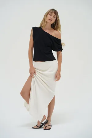 Steph Ribbed Skirt - Whisper White Seamless Design Wedding guest