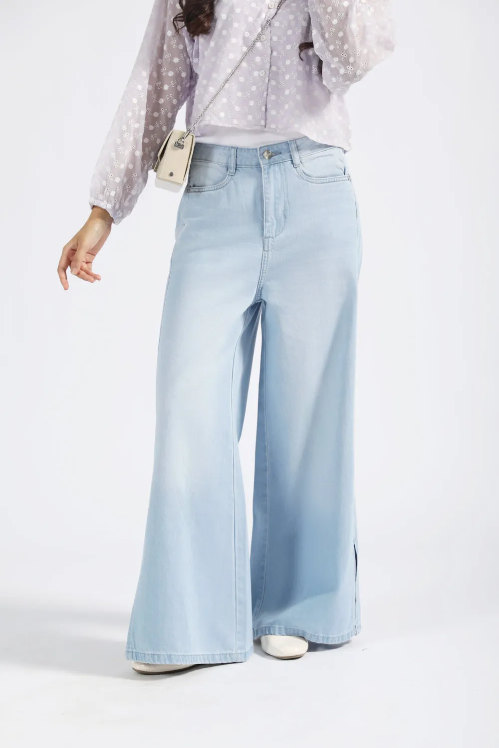 MEGA WIDE FIT DENIM WITH SLIT DETAIL FlexibleKneePanels Double Stitched Seams