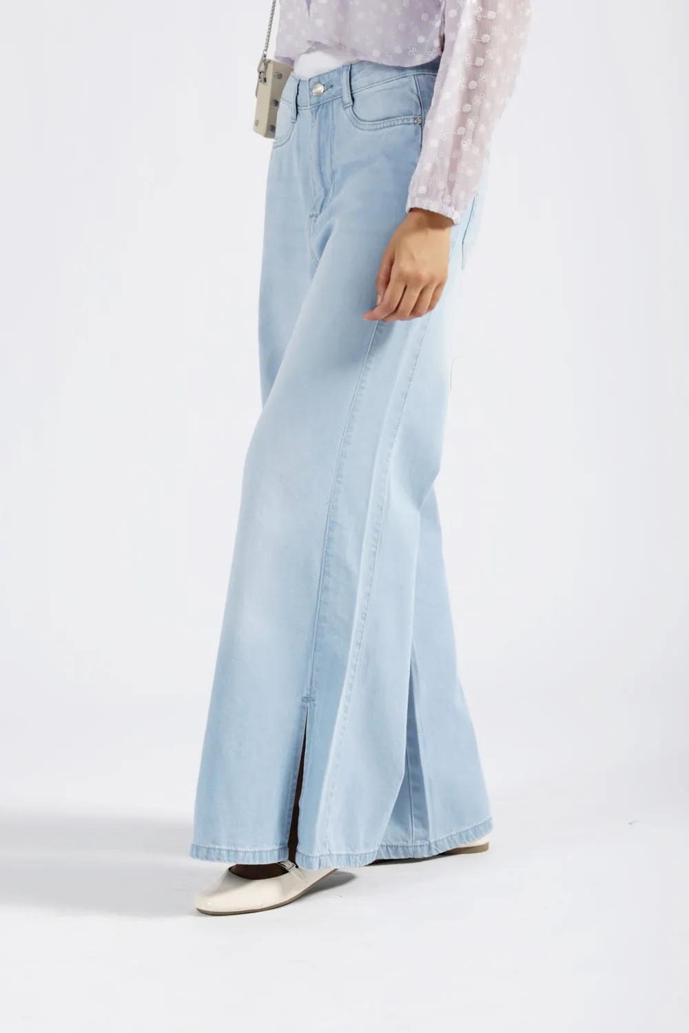 MEGA WIDE FIT DENIM WITH SLIT DETAIL Anti Snag Fabric