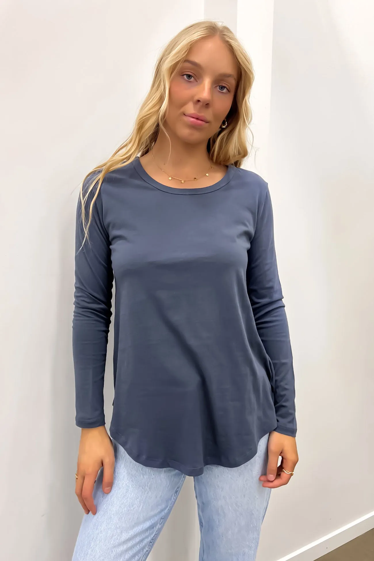 Megan Long Sleeve Top Indi Blue Weekend Wear EcoDyeProcess