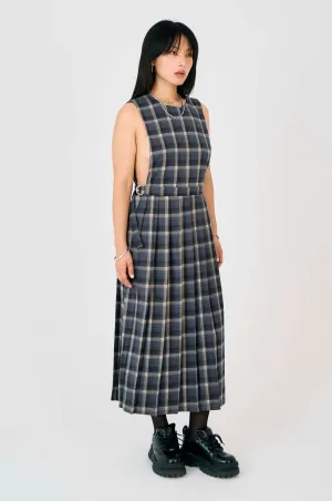 Memo Check Midi Dress SheerLayeredPanels