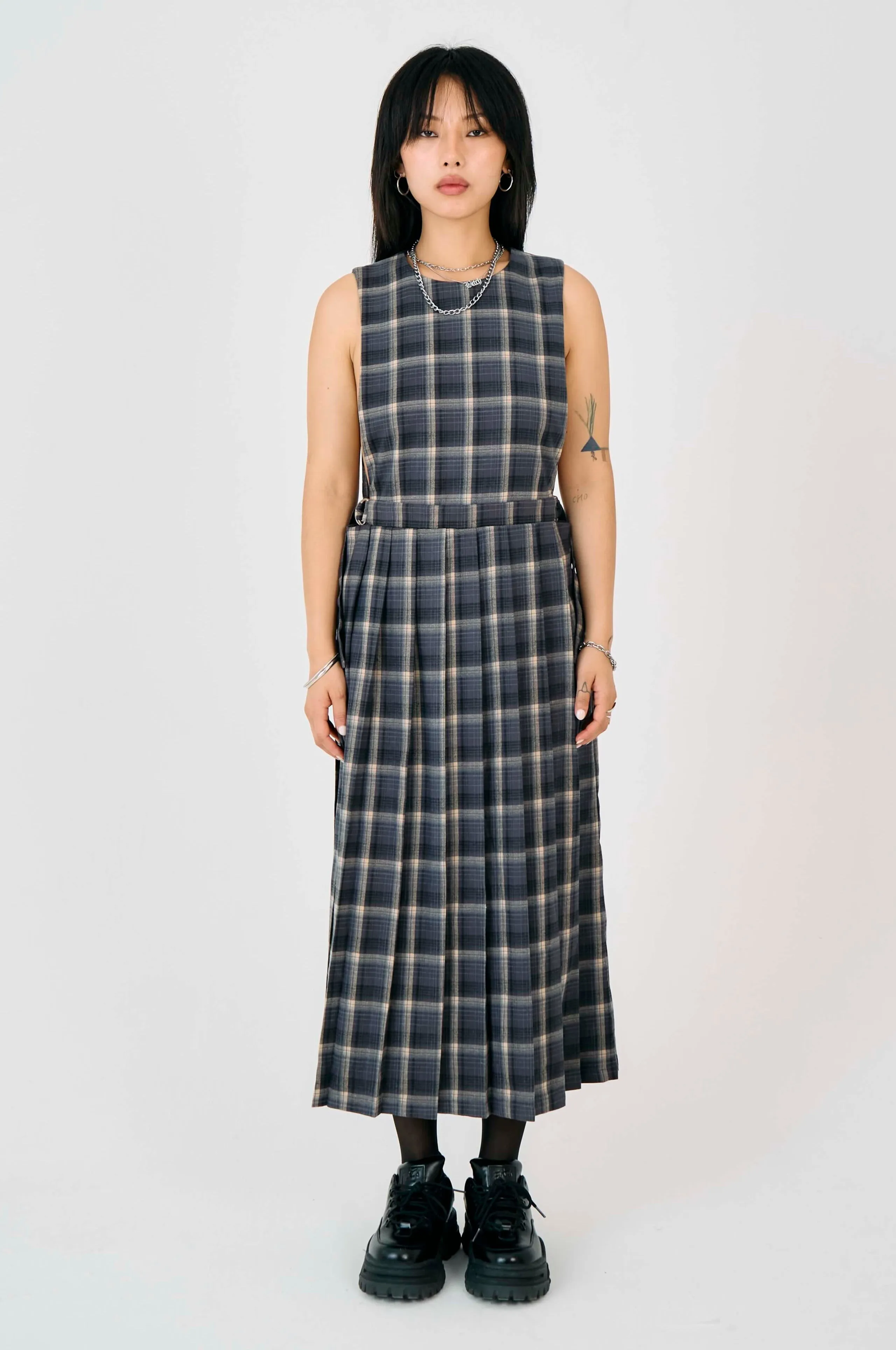 Memo Check Midi Dress Office Mood BalancedDrape