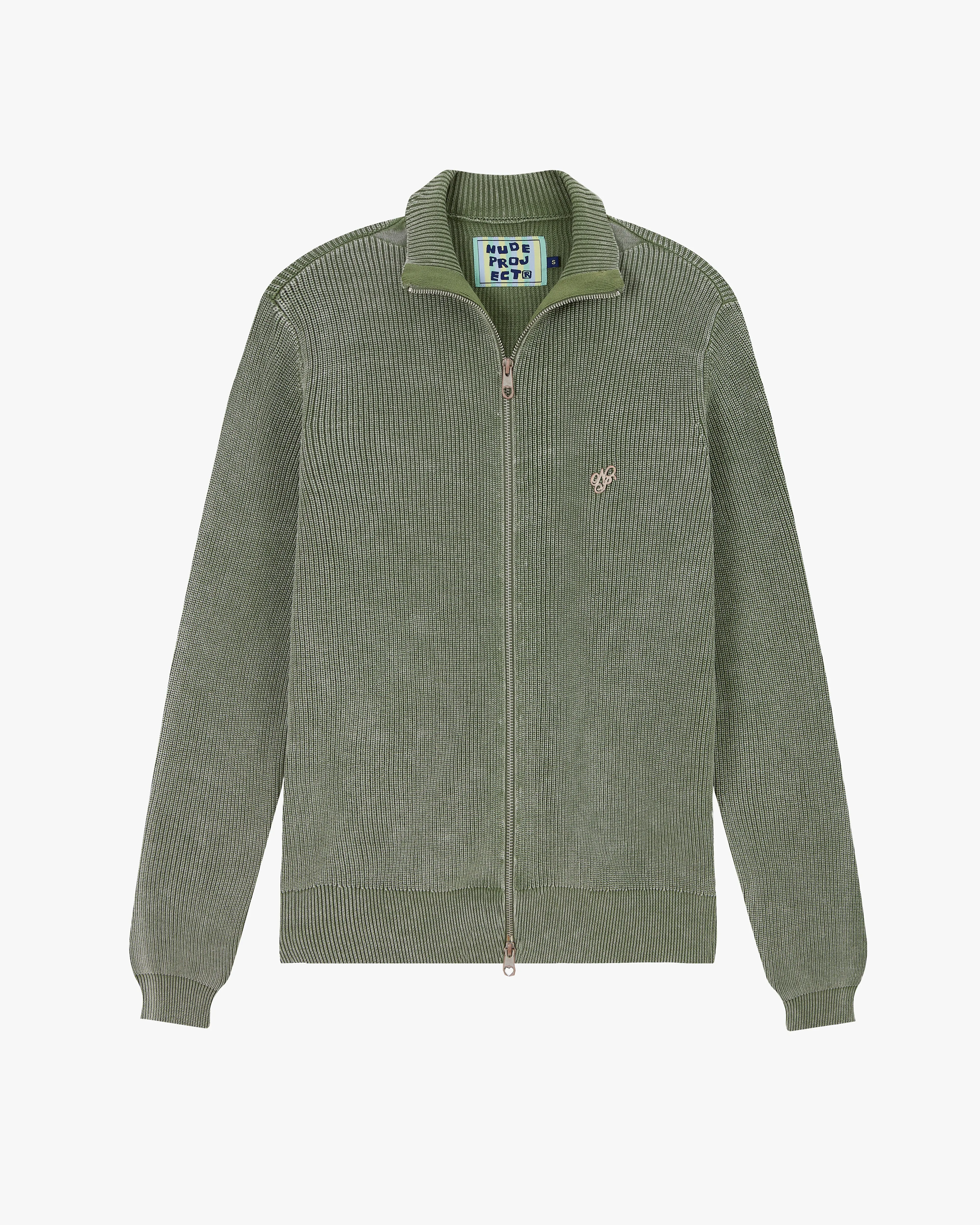 Shady Zip-Up Knit Cardigan Green Low Key
