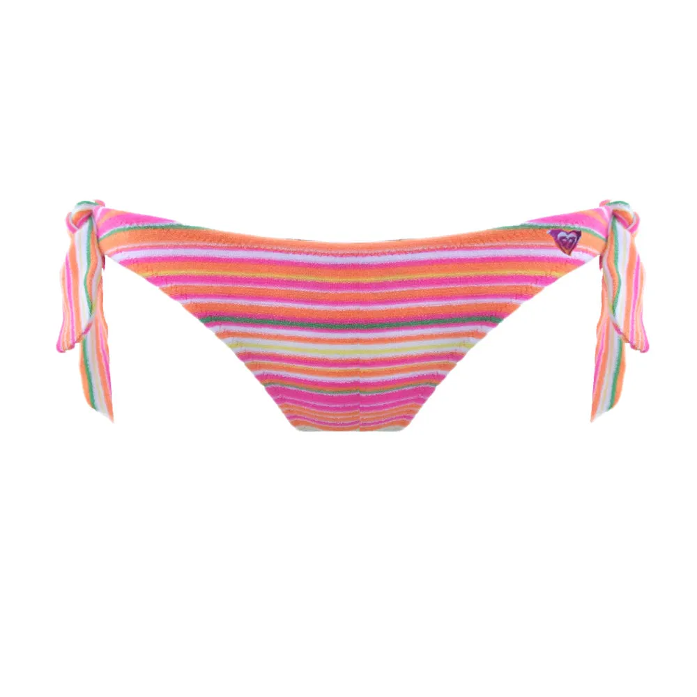 Bonded Edge Details Women's Striped Side-Tie Bikini Bottom,Multi
