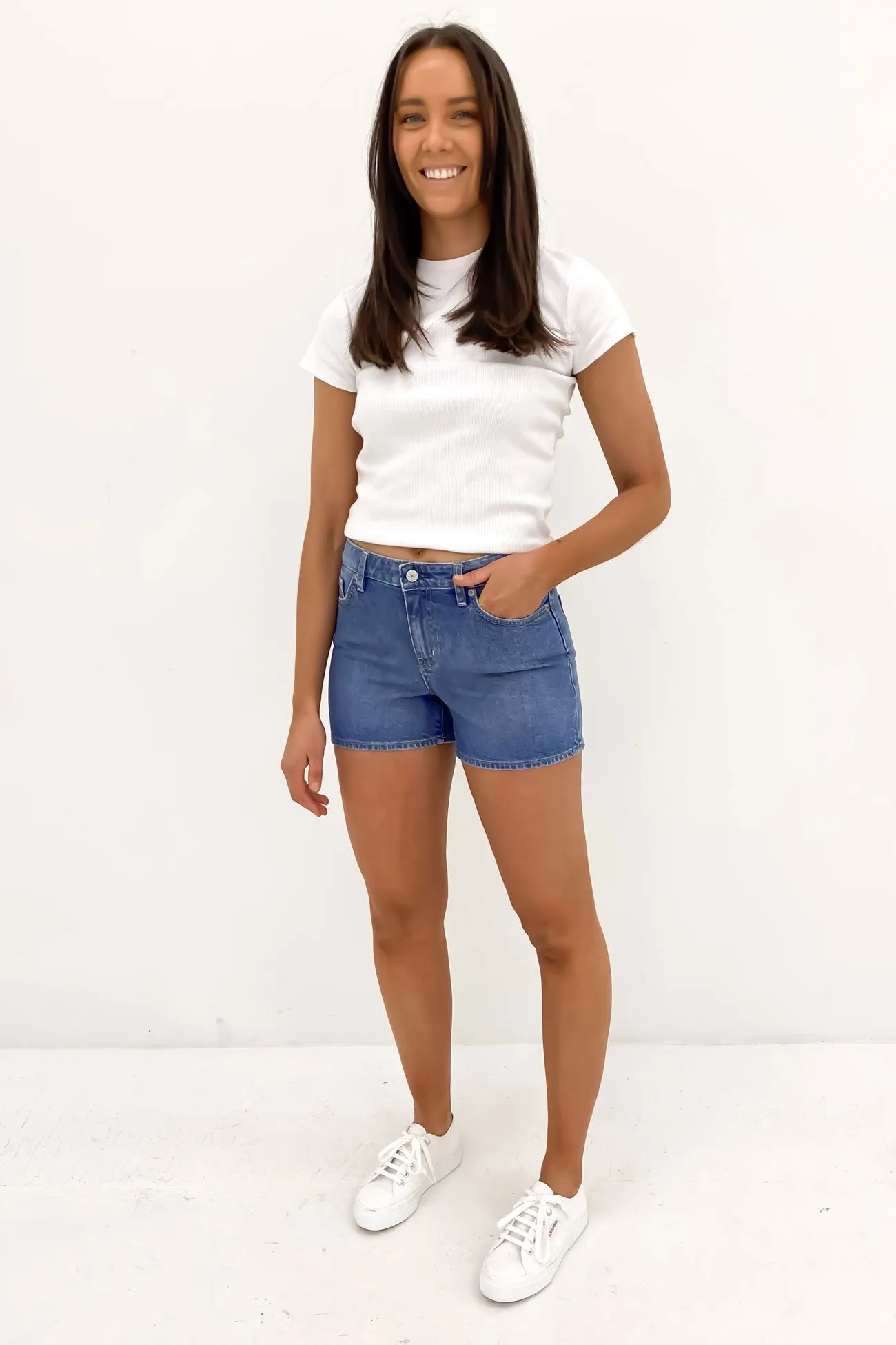 Mid Mom Short Focus Blue Travel Light Basic Feel