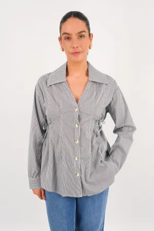 Milea Shirt Navy White Stripe Comfy Casual Everyday Essential