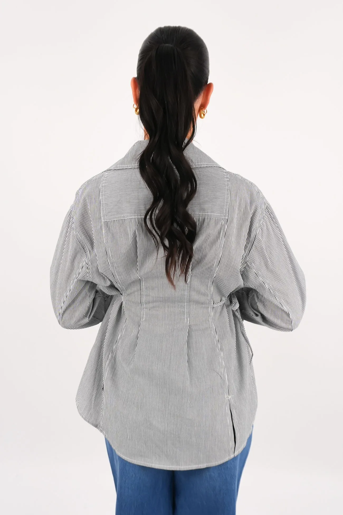 Milea Shirt Navy White Stripe Fashion Top