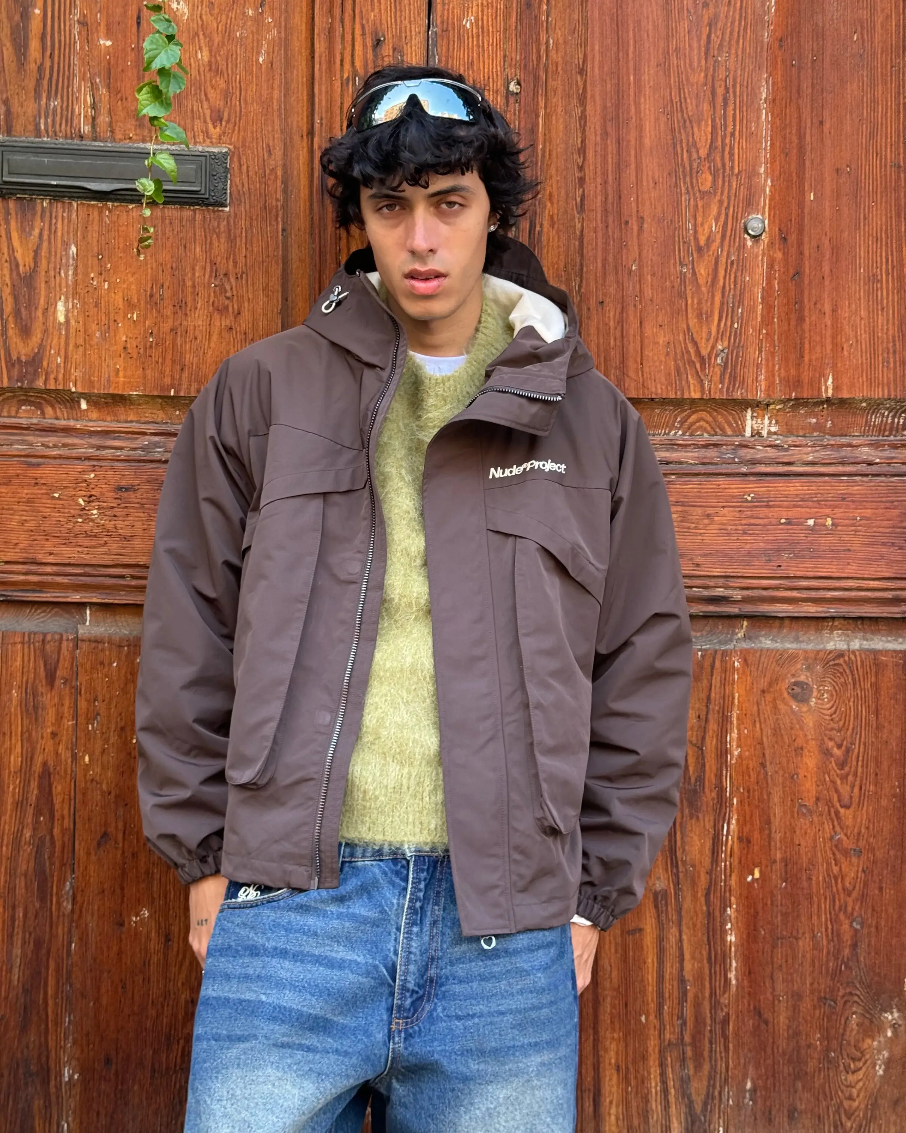 Relaxed City Style Trail To Town Milestones Windbreaker Jacket Brown