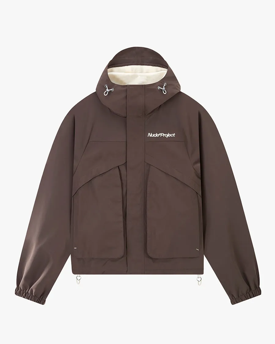 Matte Finish Water Repellent Coating Milestones Windbreaker Jacket Brown