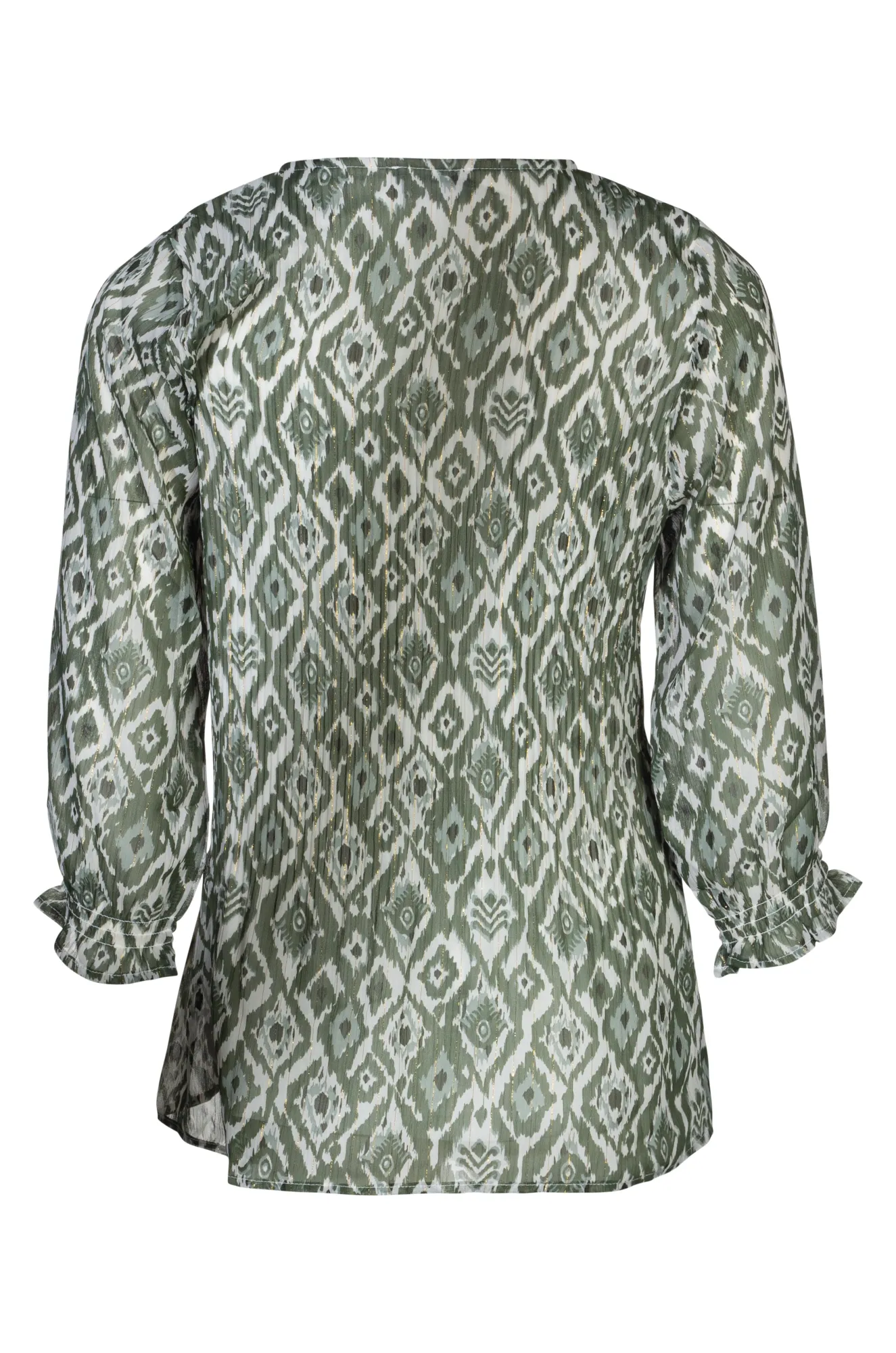 Mini pleat printed Chiffon Top | Sage Ivory Diamonds | 8571A1 CompressionKnit Smile Ease