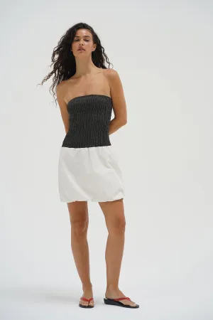 Statement Color Plant Based Material Elsie Dress - Black With Vapor Skirt