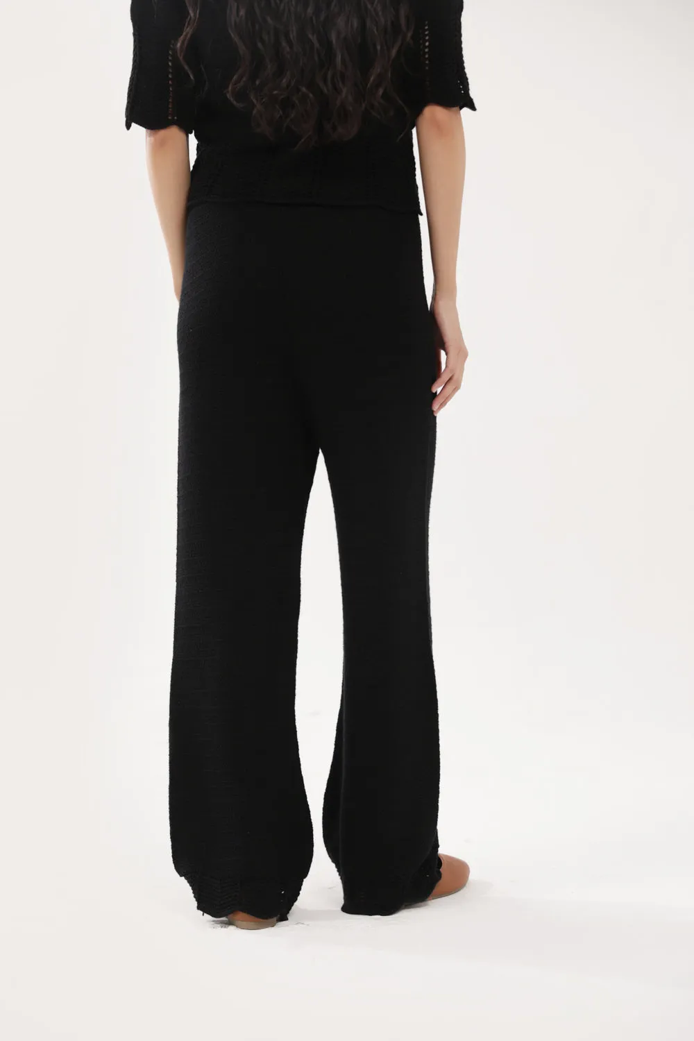 Raw edge Casual Movement CROCHET KNIT TROUSERS