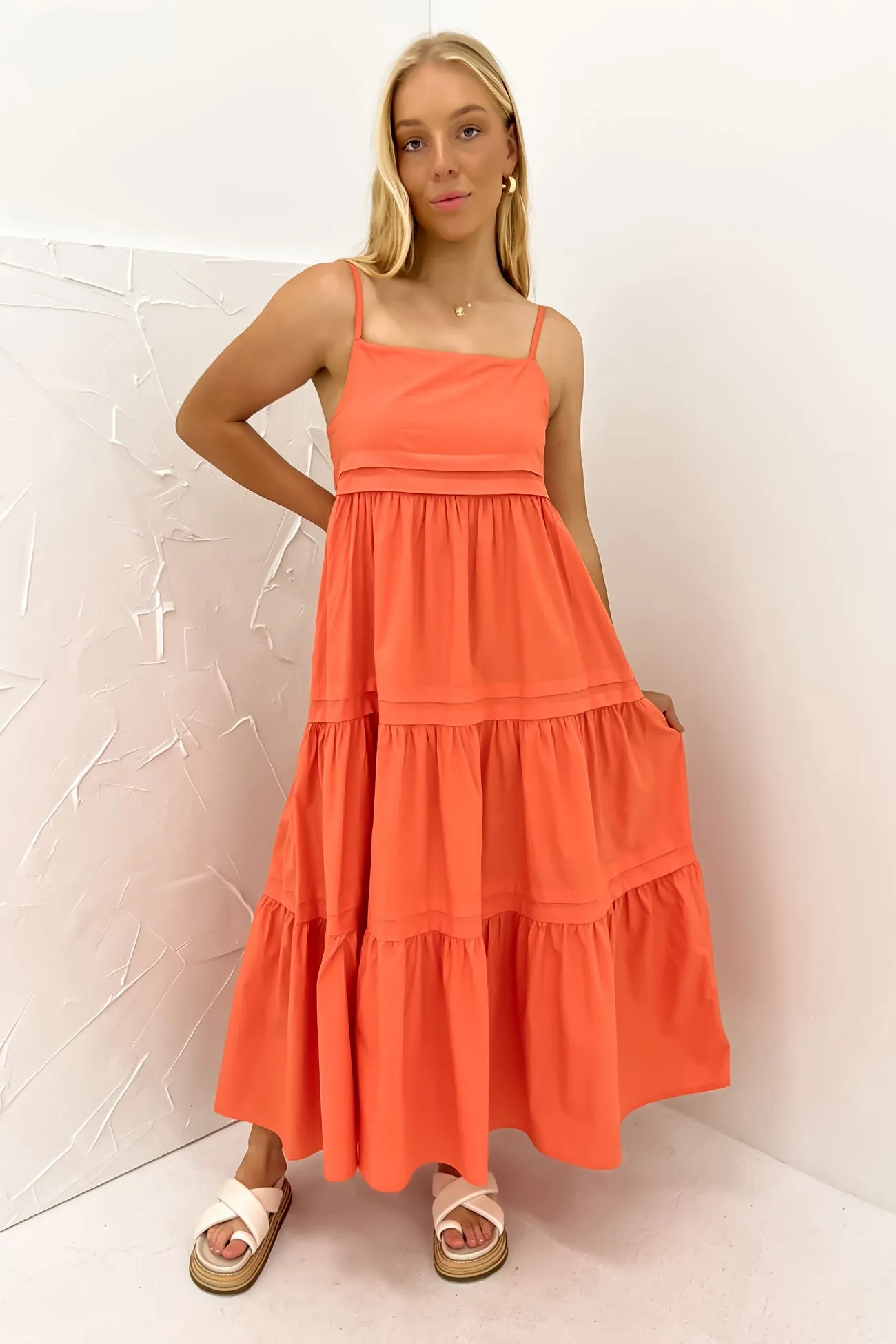 Esme Maxi Dress Coral Comfortable and breathable