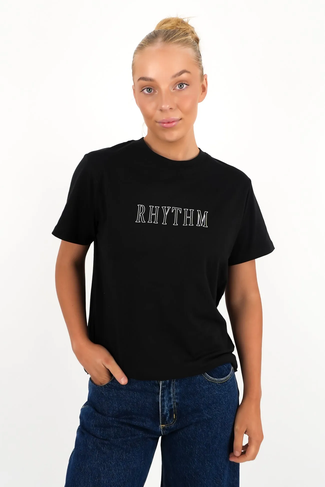 Flagship Boyfriend T-Shirt Black Stretch Fabric Technology No Fade Technology