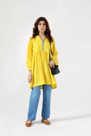 Pleated-Texture Weekend Fresh EMBROIDERED SHORT DRESS