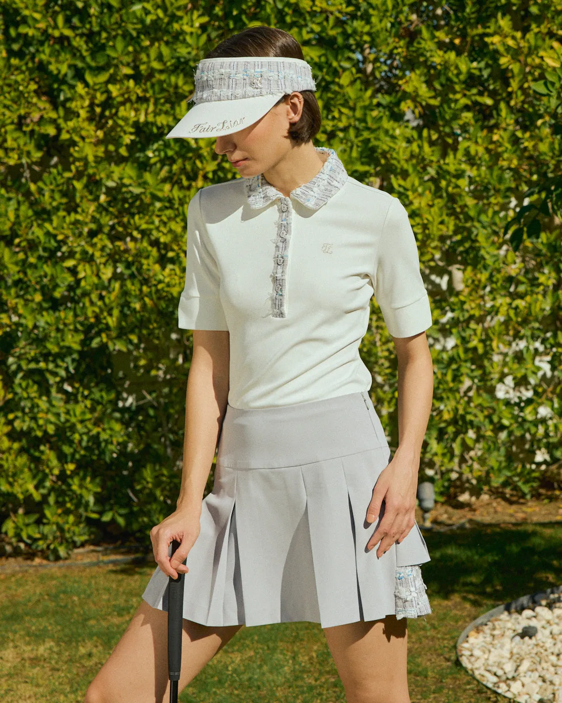 [Final sale] Malhia Kent Tweed Skirt - Grey Crossback Strap