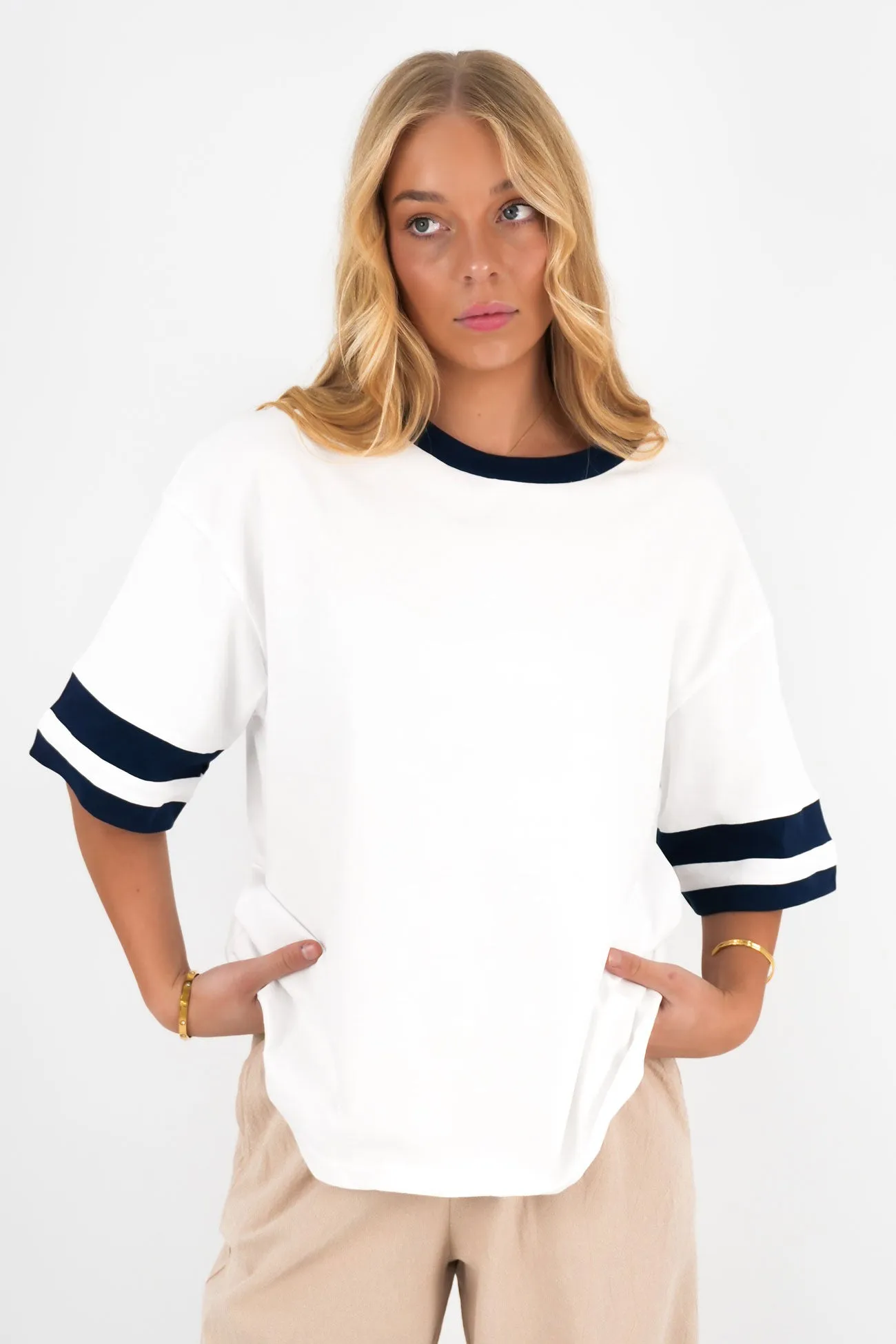 Perfect Comfort Della Tee White Navy