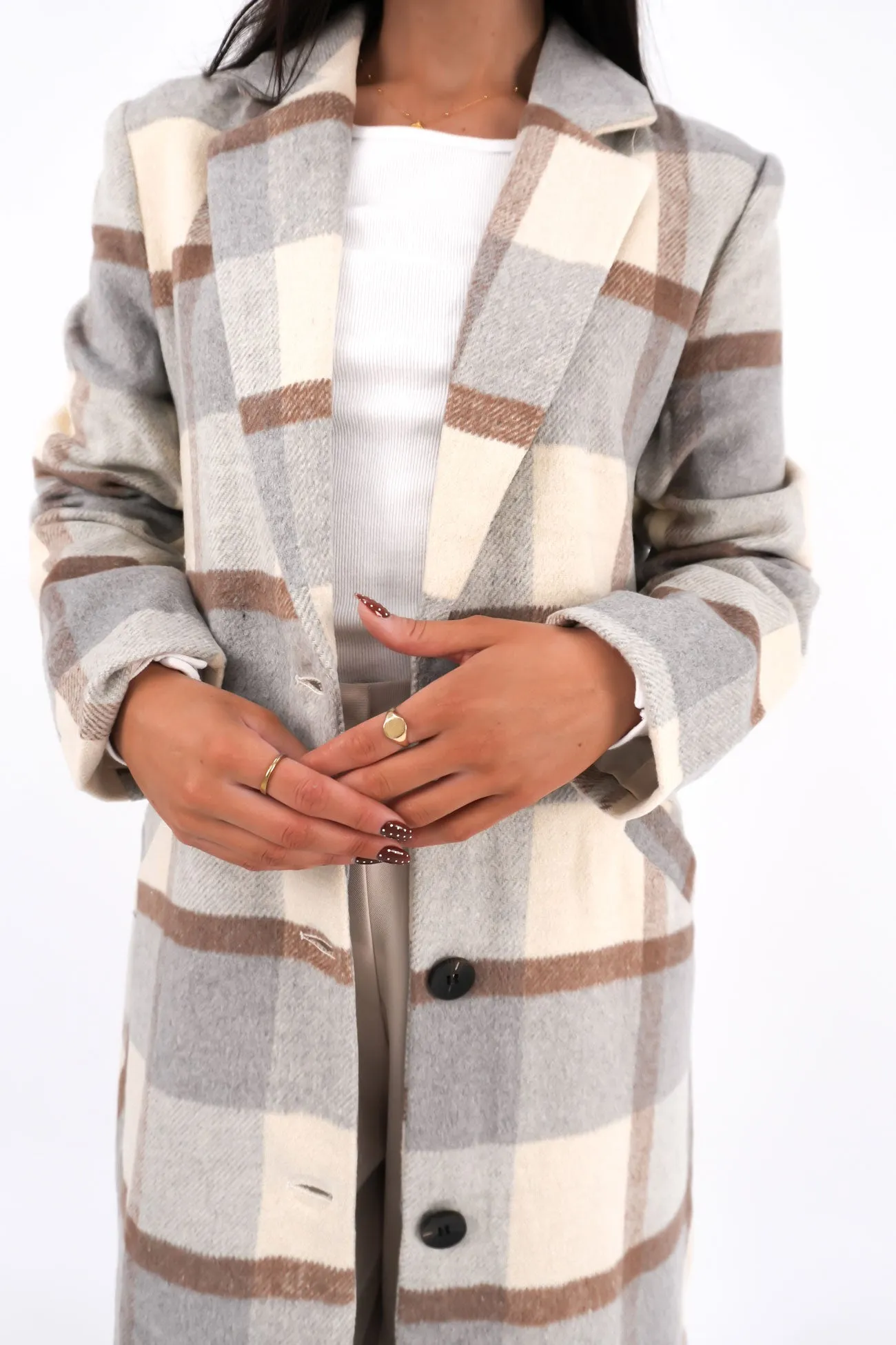 Catie Coat Grey Flexible Shoulder