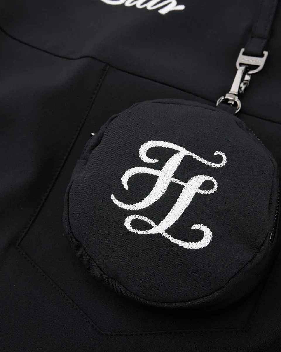 Midi length Geometric Print High waist ball pocket H-line skirt - Black