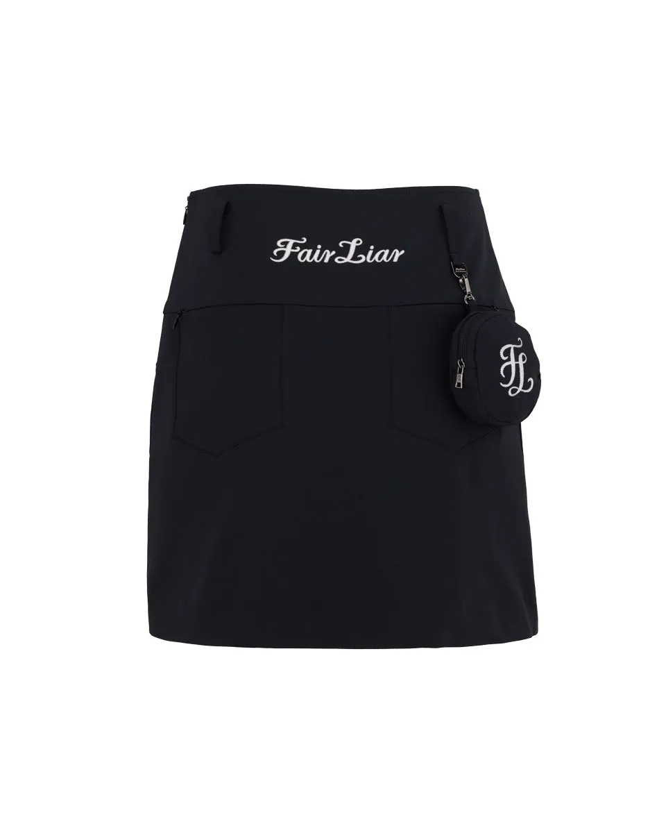 High waist ball pocket H-line skirt - Black Floor Length
