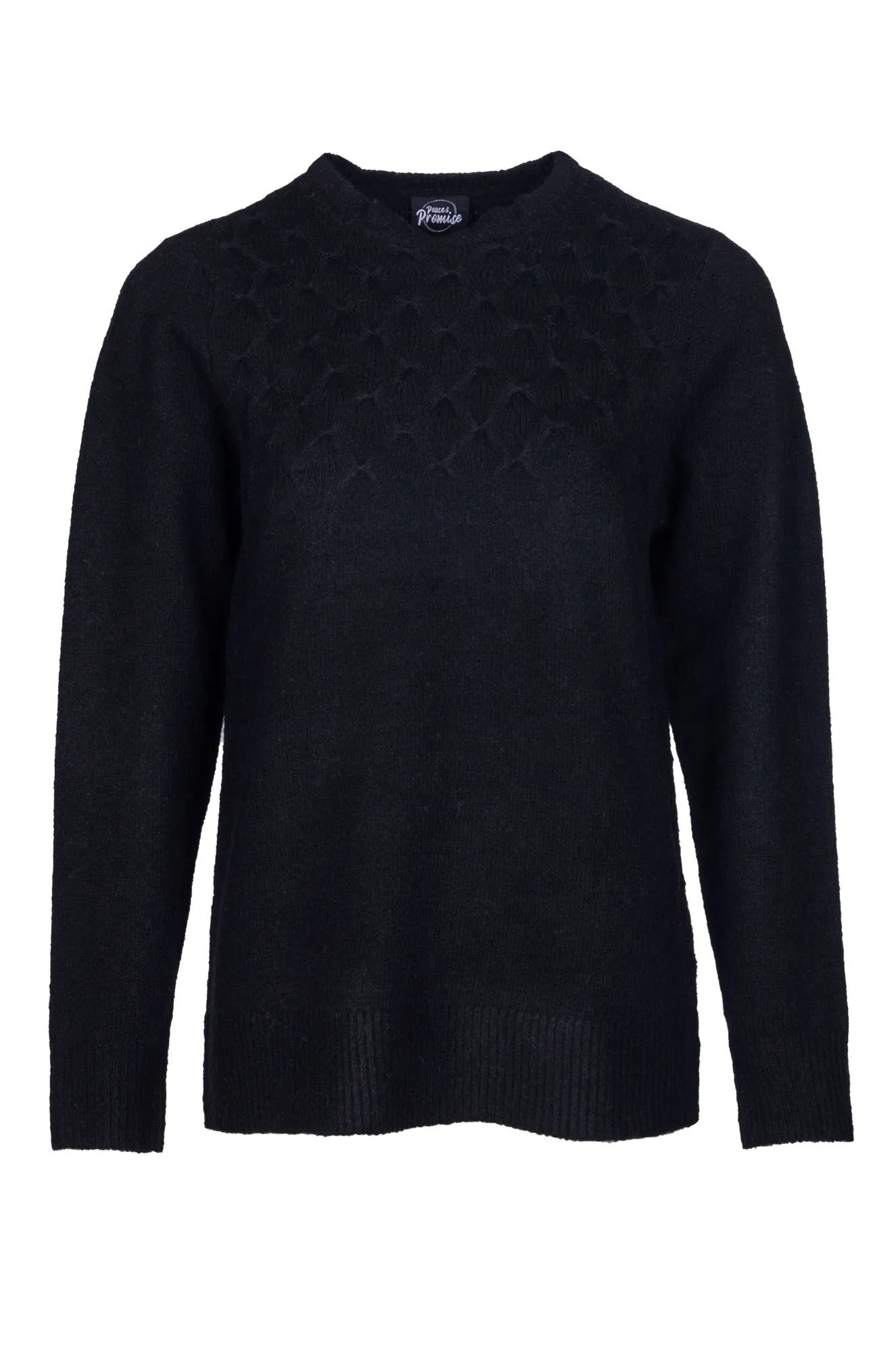Jumper- Knitwear | Black | 6877B1 Sustainable Fibers Ribbed Collar Design