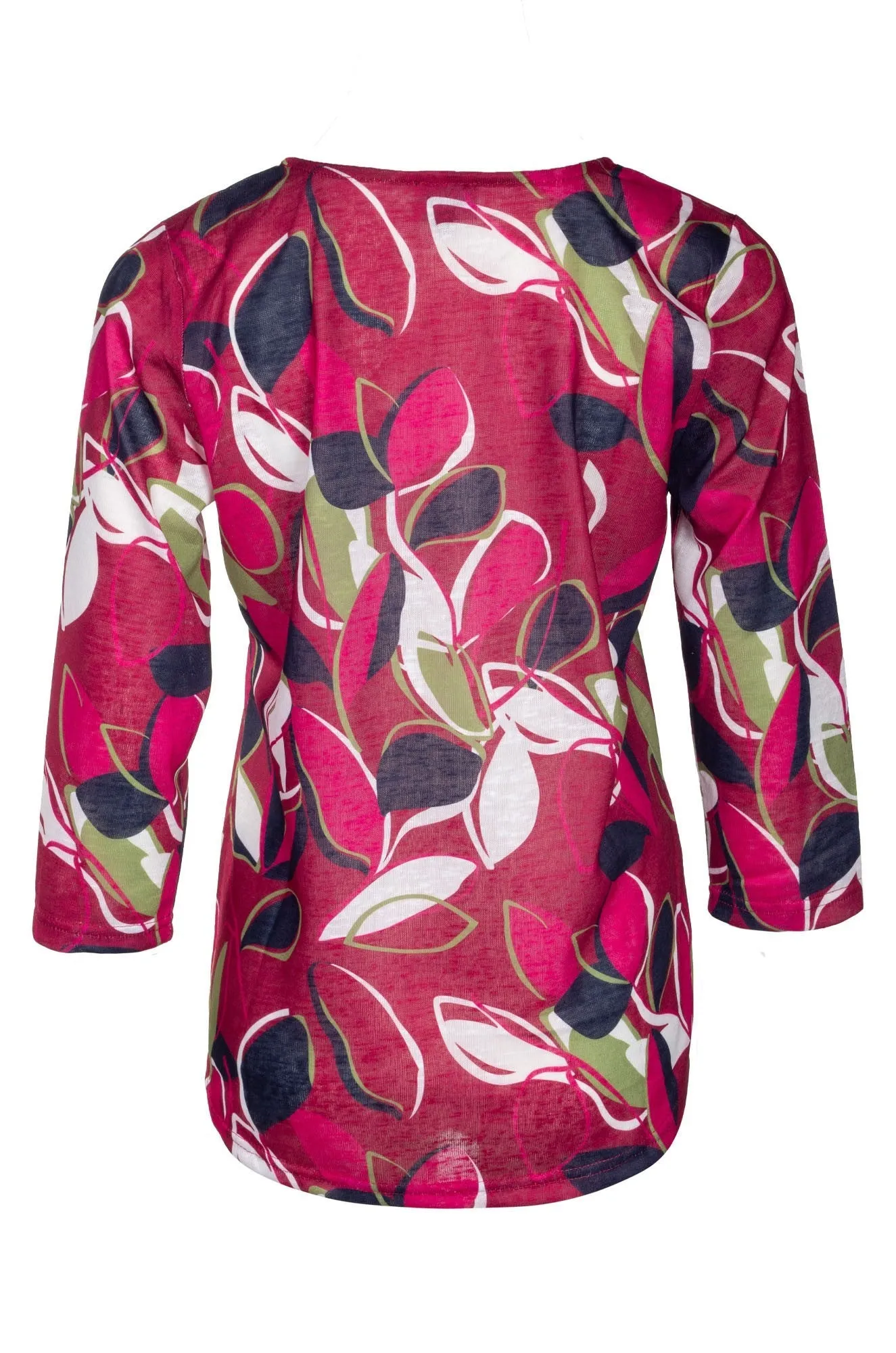 Printed Slub Top | Cerise Navy Leaf | 6801B1 SmoothFinish ComfortStretch