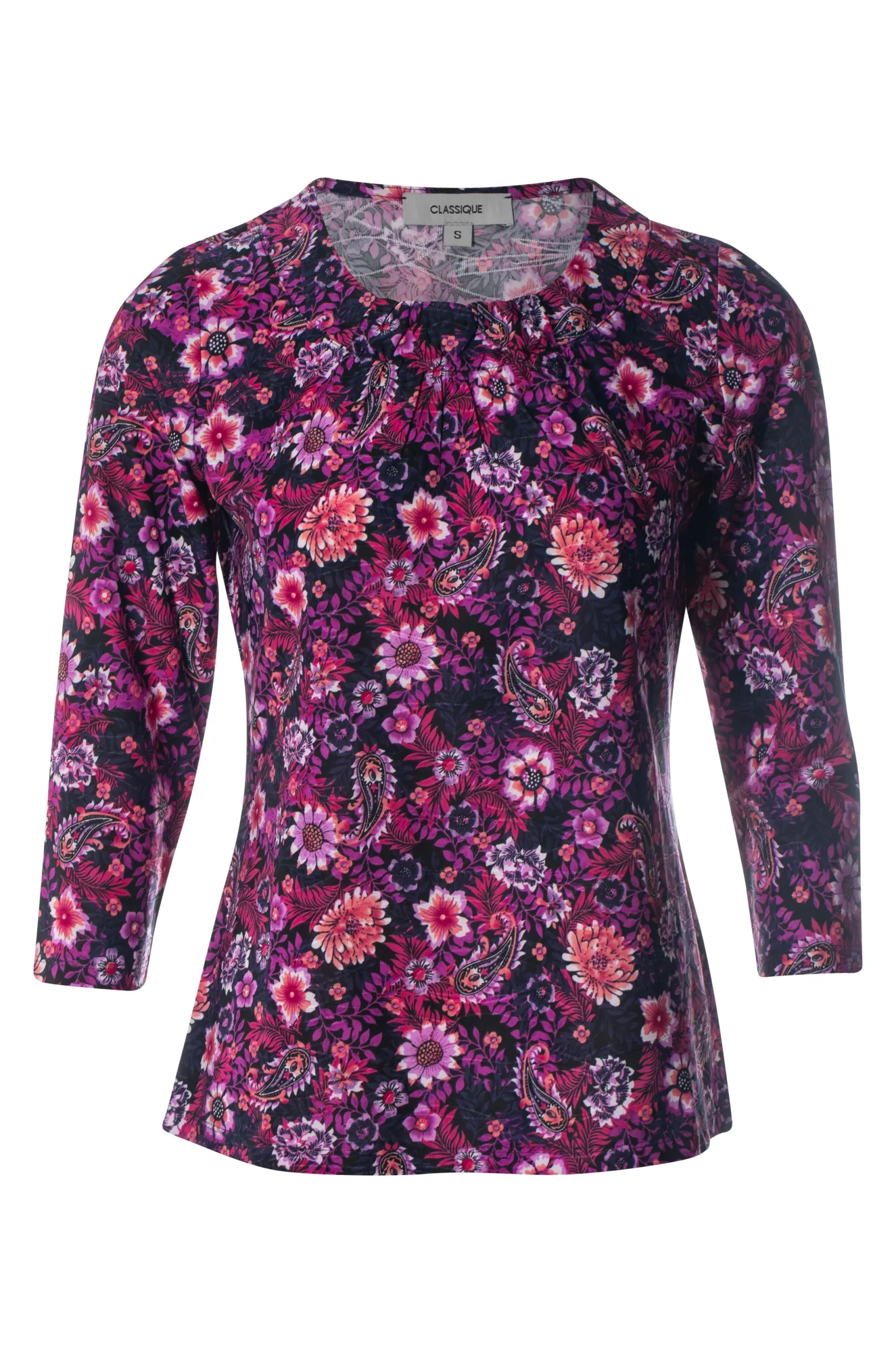 Textured Slinky Top | Pink Paisley Garden | 9121BR BreathableFabric Pure Linen Blend