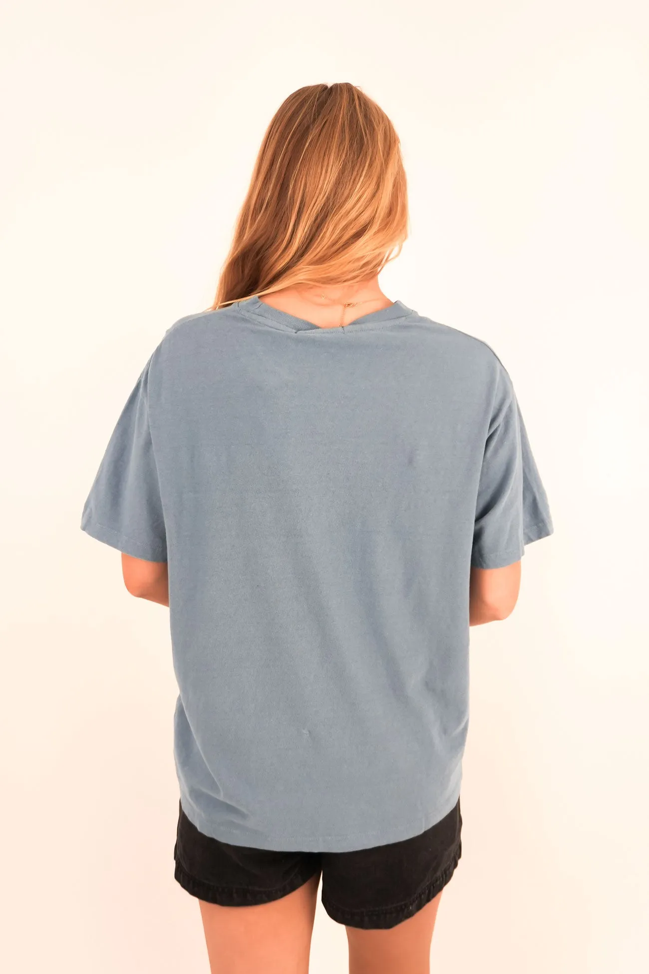 Breathable Fit Design Into The Sunset Relaxed Tee Blue