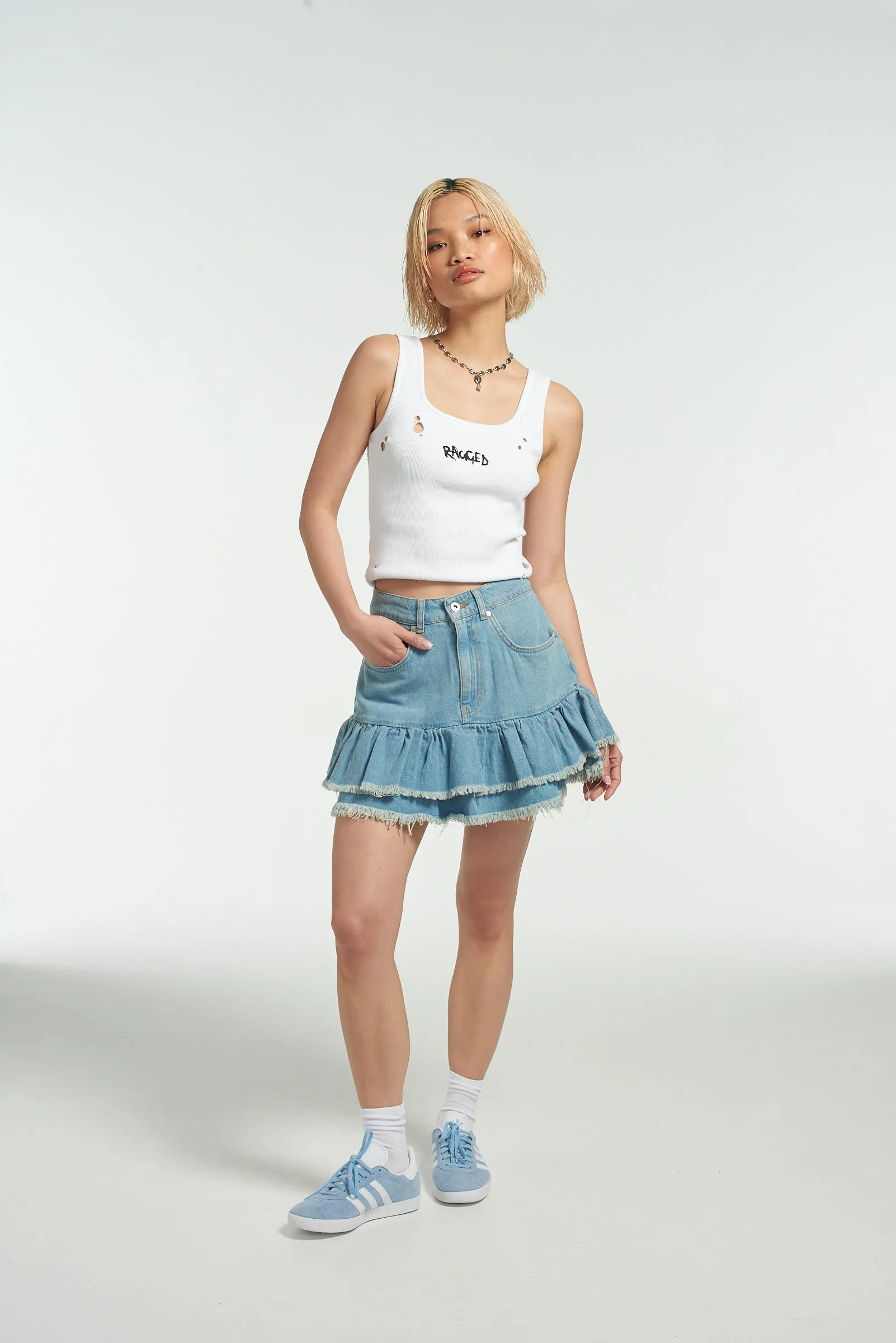 Morticia Mini Skirt Blue Light Motion Sleek Motion